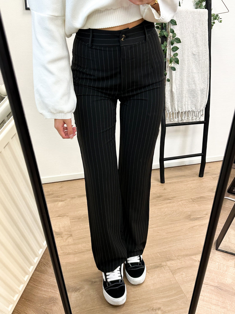 Michella Pantalon - Black Striped