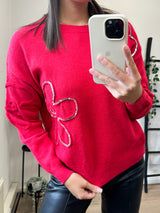 Miray Flower Sweater - Red