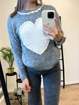 Zoe Hearts Sweater - Grey