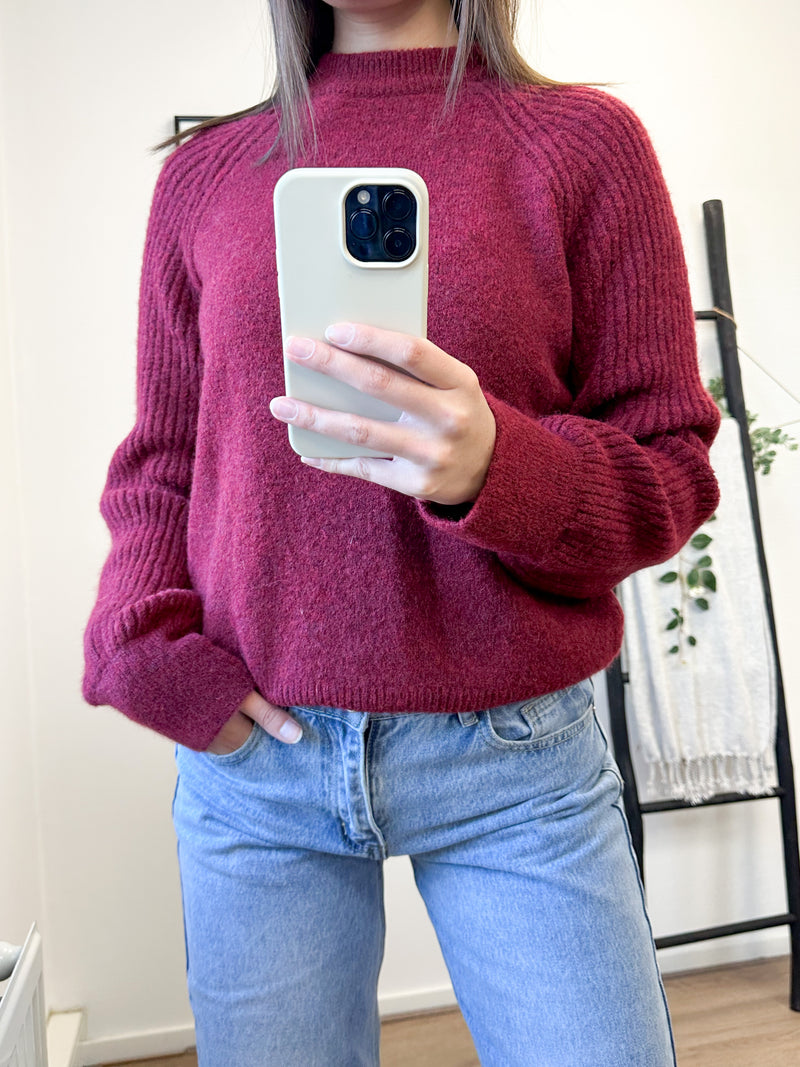 Tara Knit Sweater - Bordeaux