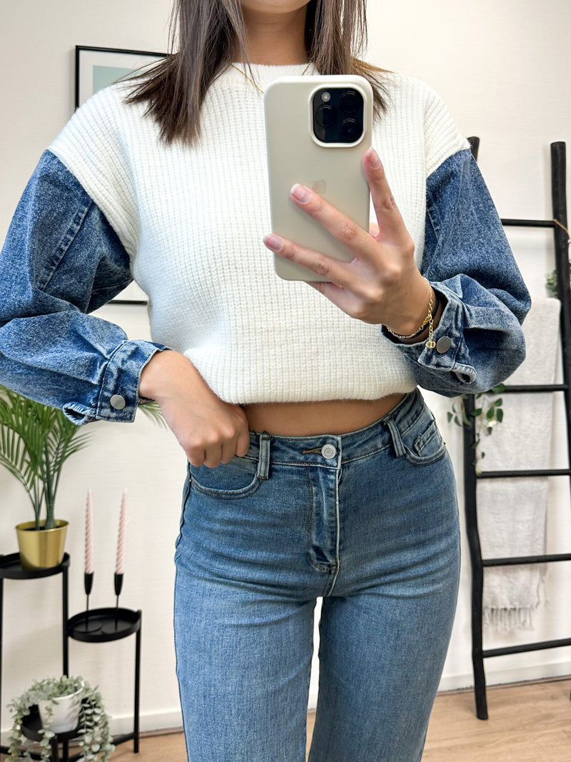 Jaimy Denim Sweater - Off White