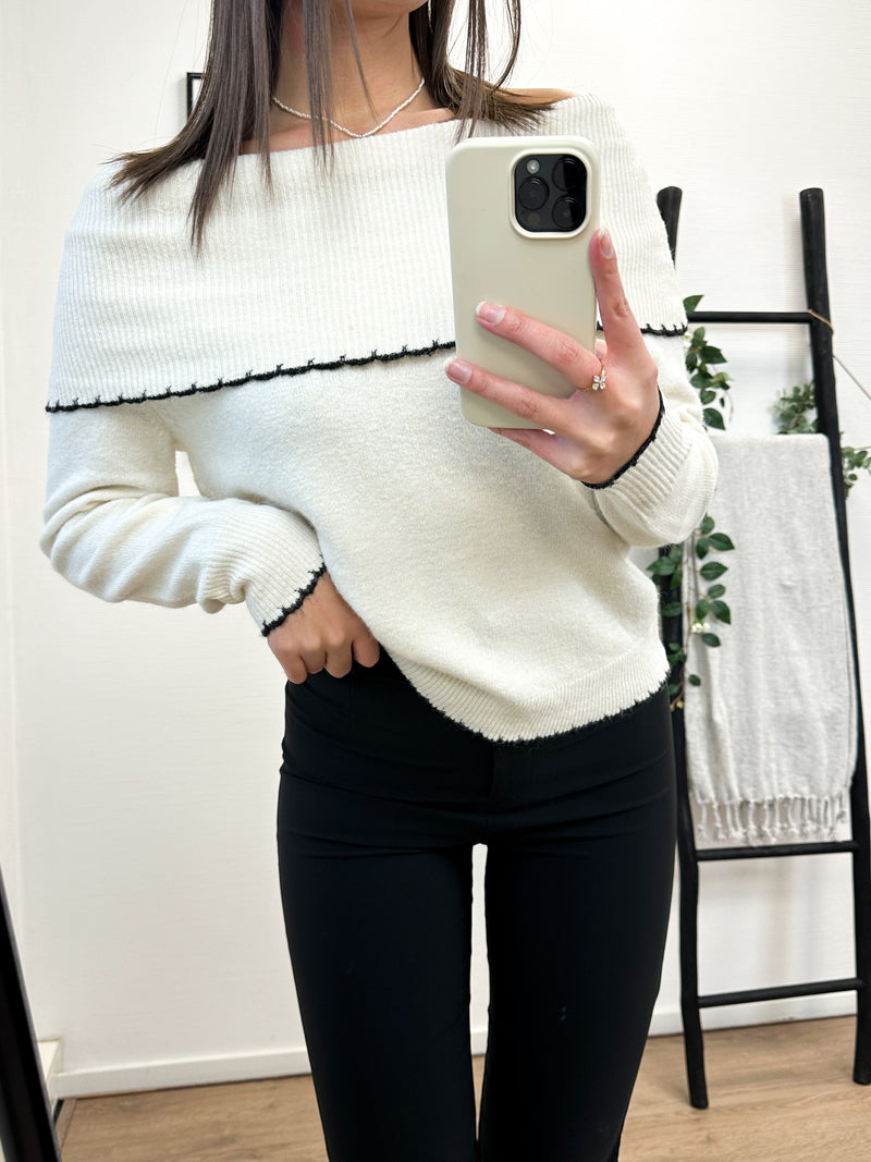 Hayleigh Off Shoulder Sweater - Off White