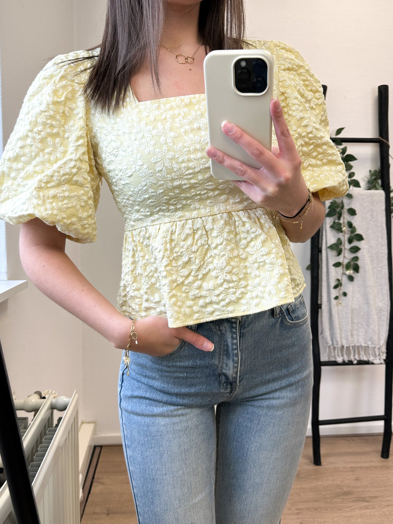 Carmen Flower Top - Yellow