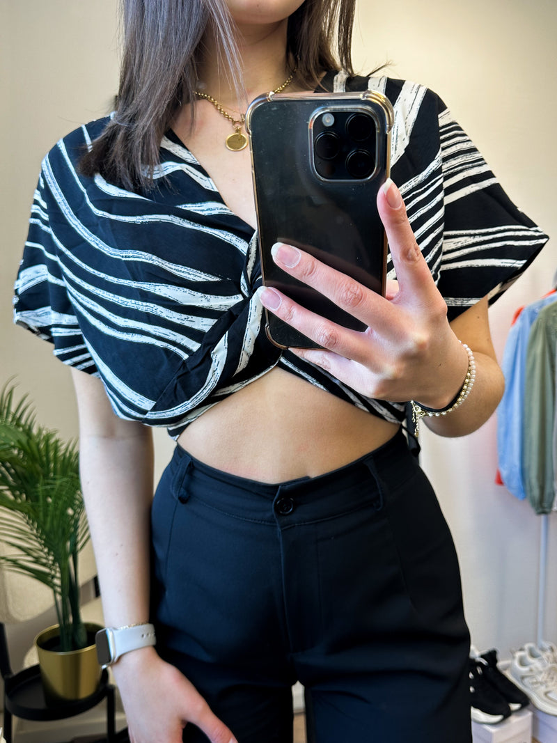 Charleen Wikkel Crop Top - Printed Zebra