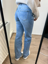 Ella Glitter Wide Leg Stretch Jeans - Blue Denim