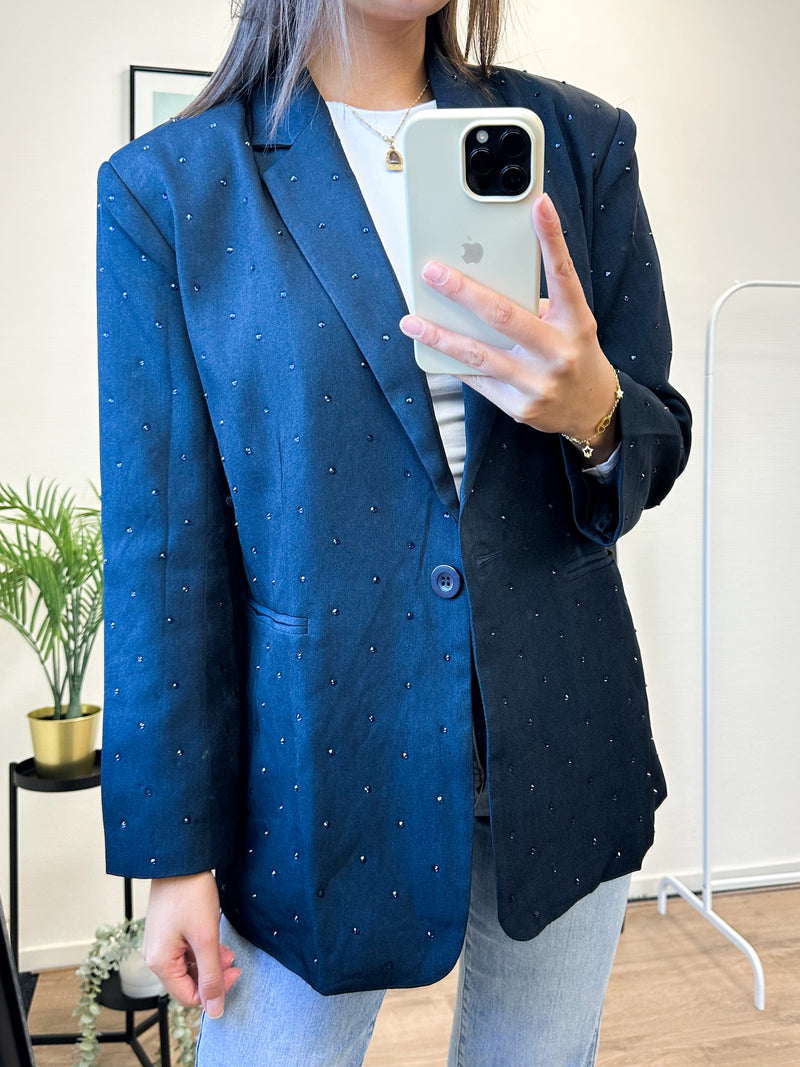 Mirte Oversized Glitter Blazer - Marine