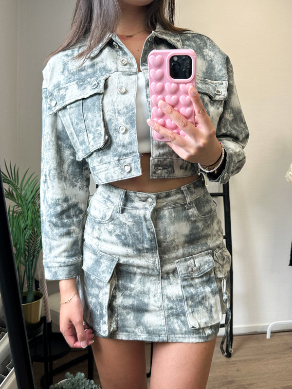 Neveah Camo Cropped Jacket - Green