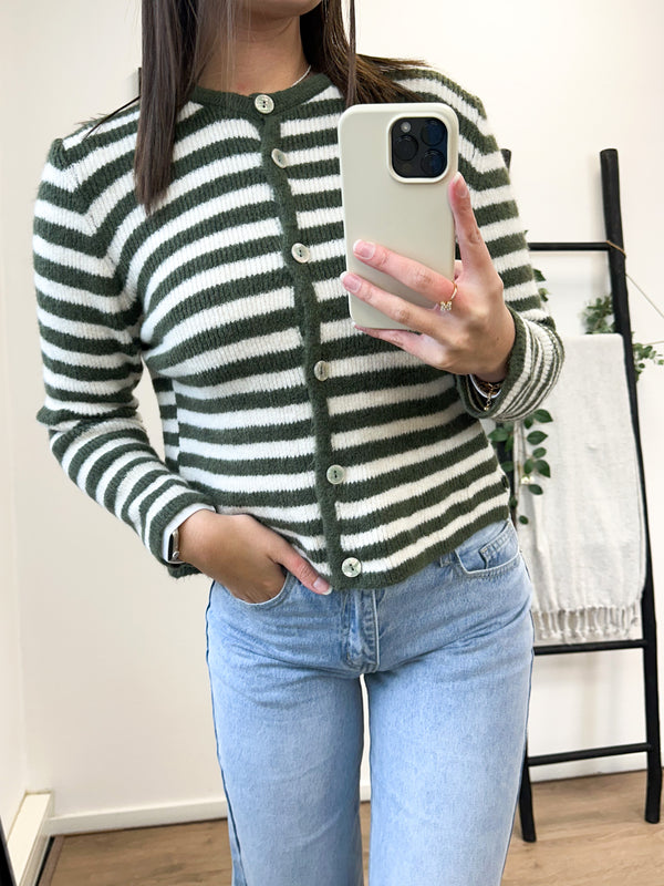 Alicia Cardigan - Striped Green