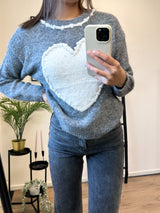 Zoe Hearts Sweater - Grey