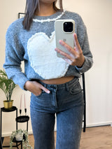 Zoe Hearts Sweater - Grey