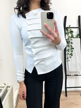 Jayda Button Longsleeve Top - White