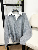 Esila V Neck Sweater - Grey