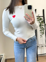 Alanna Heart Longsleeve Top - White