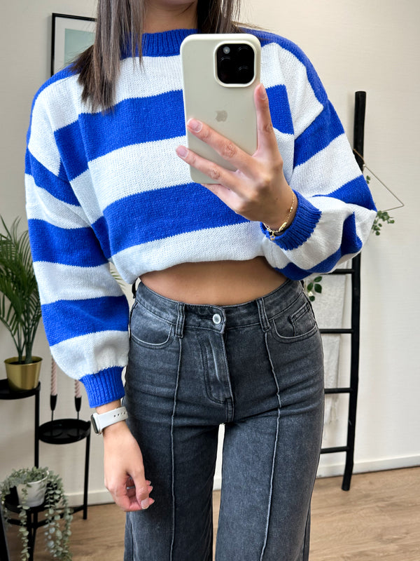 Monica Sweater Striped - Cobalt