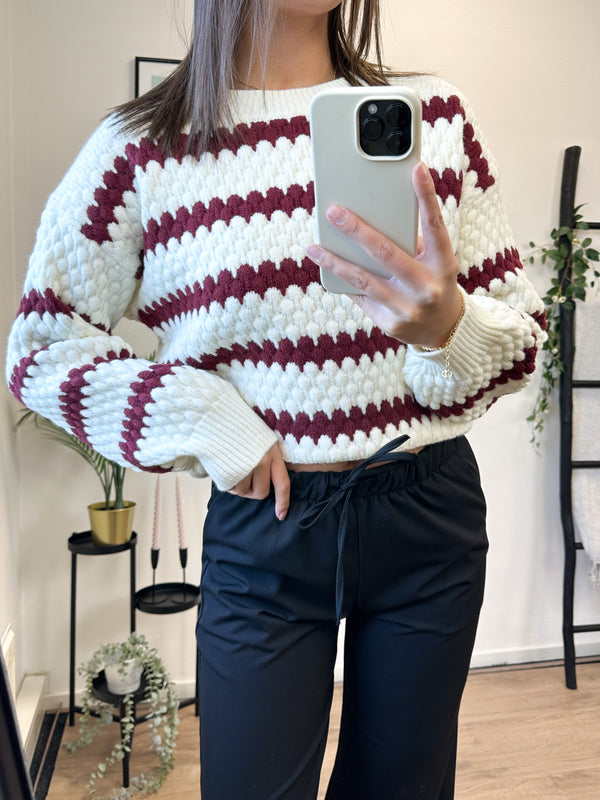 Noelle Sweater - Striped Bordeaux