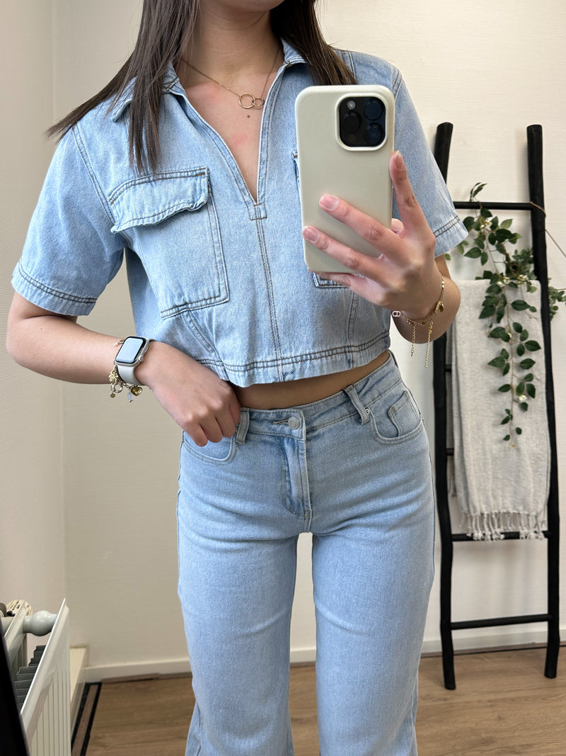 Xaria Denim Top - Light Blue Denim