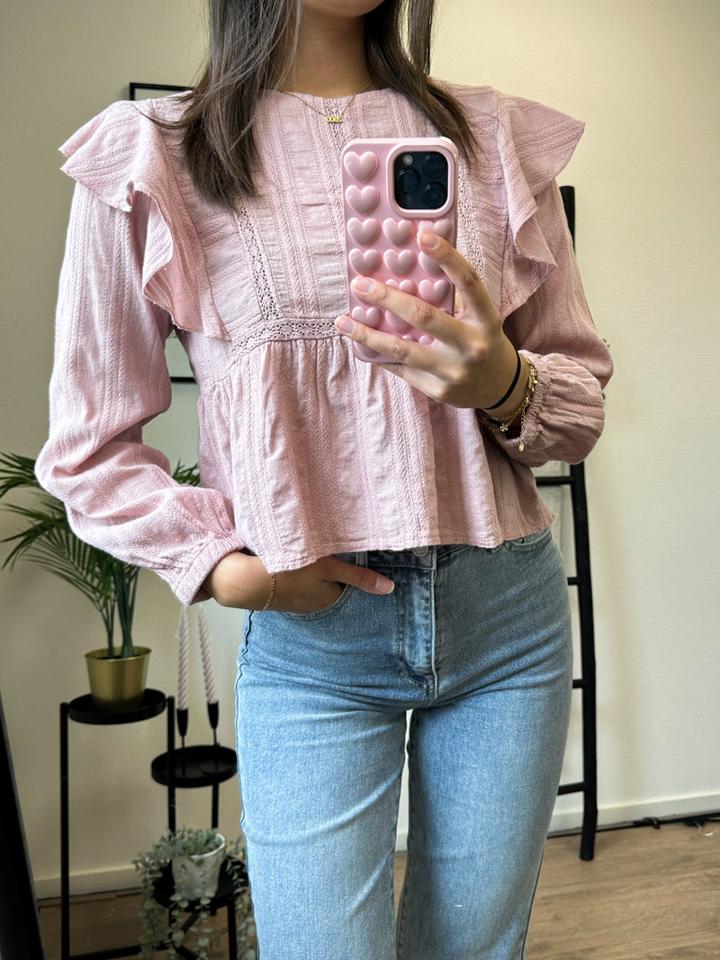 Mieke Ruffle Blouse - Old Pink