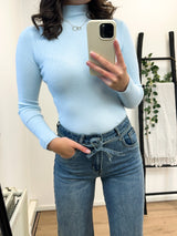 Meggy Col Longsleeve Top - Baby Blue