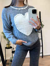 Zoe Hearts Sweater - Grey