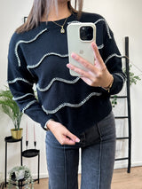 Elizabeth Lines Sweater - Black