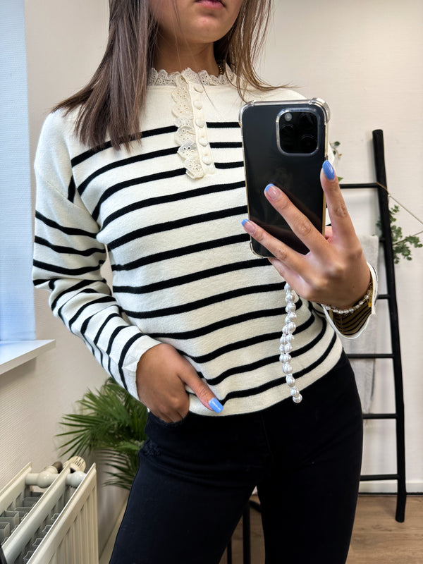 Claire Striped Sweater - White