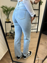 Julie Destroyed Stretch Straight Leg Jeans - Denim Blue