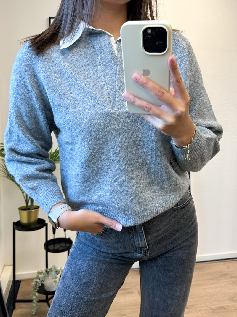 Esila V Neck Sweater - Grey