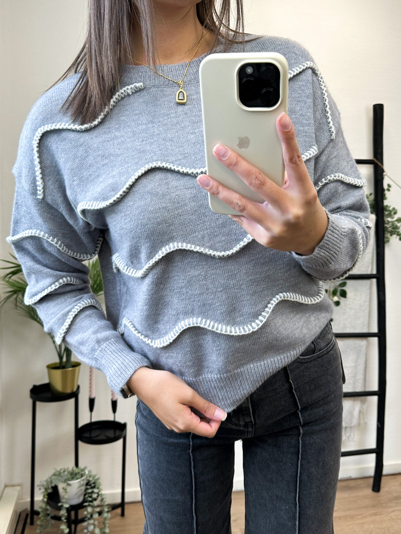 Elizabeth Lines Sweater - Grey