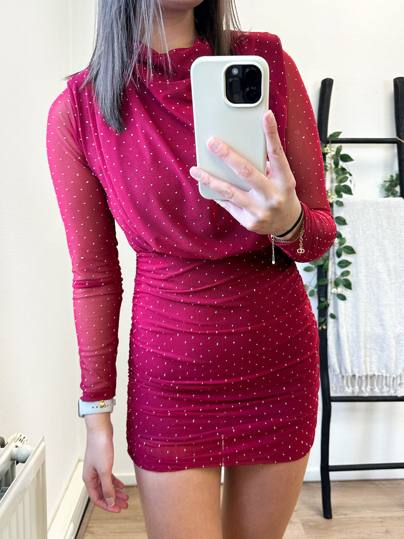 Skyler Glitter Dress - Wine