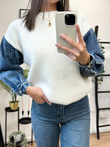 Jaimy Denim Sweater - Off White