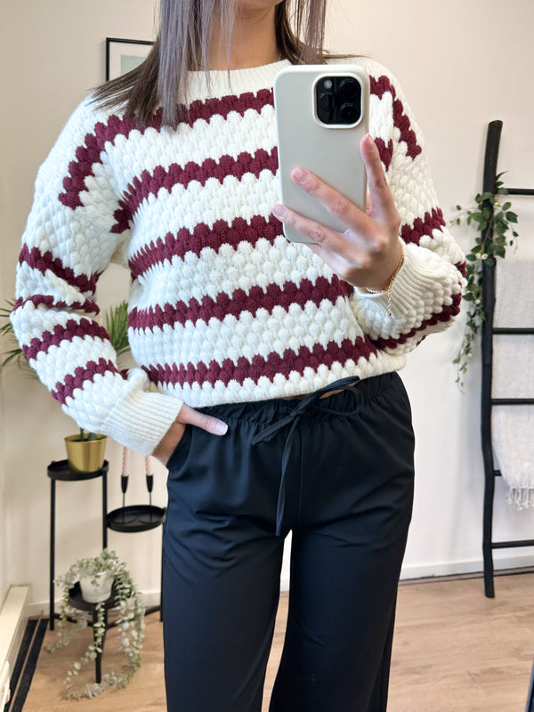 Noelle Sweater - Striped Bordeaux