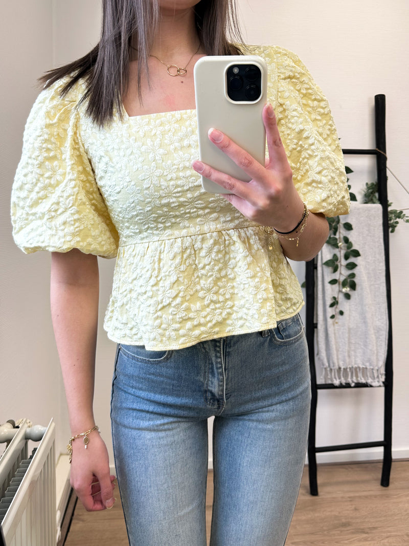 Carmen Flower Top - Yellow