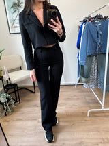 Mara Cropped Blazer - Black