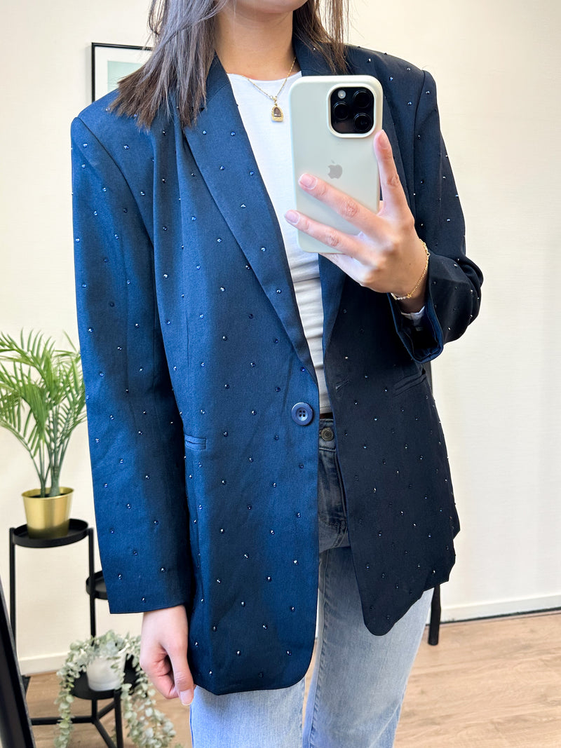 Mirte Oversized Glitter Blazer - Marine