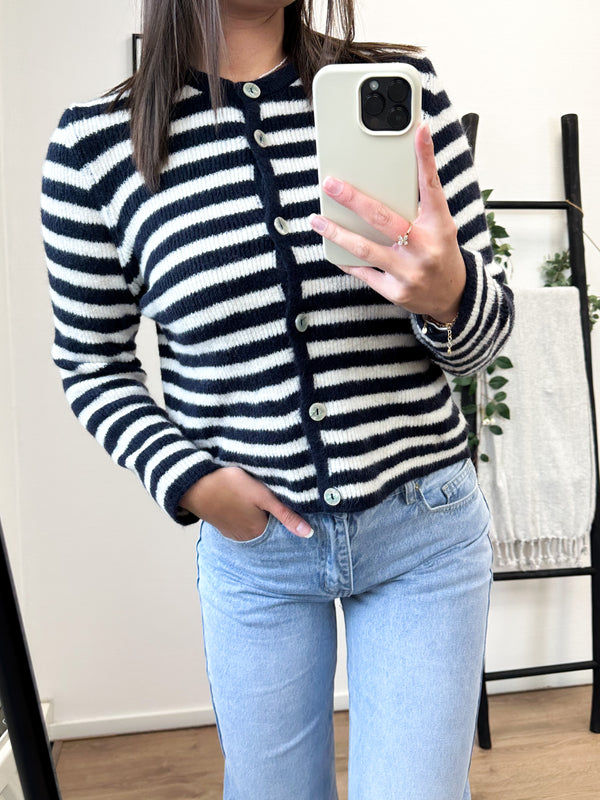 Alicia Cardigan - Striped Navy