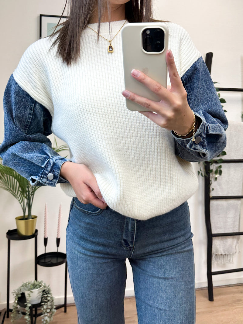 Jaimy Denim Sweater - Off White