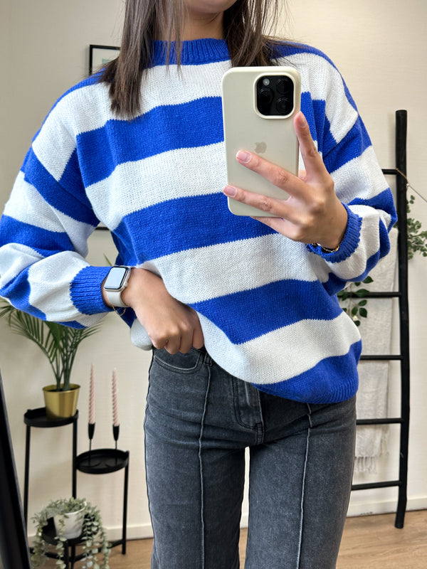 Monica Sweater Striped - Cobalt