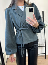 Tara Bow Blazer - Dark Grey Strass