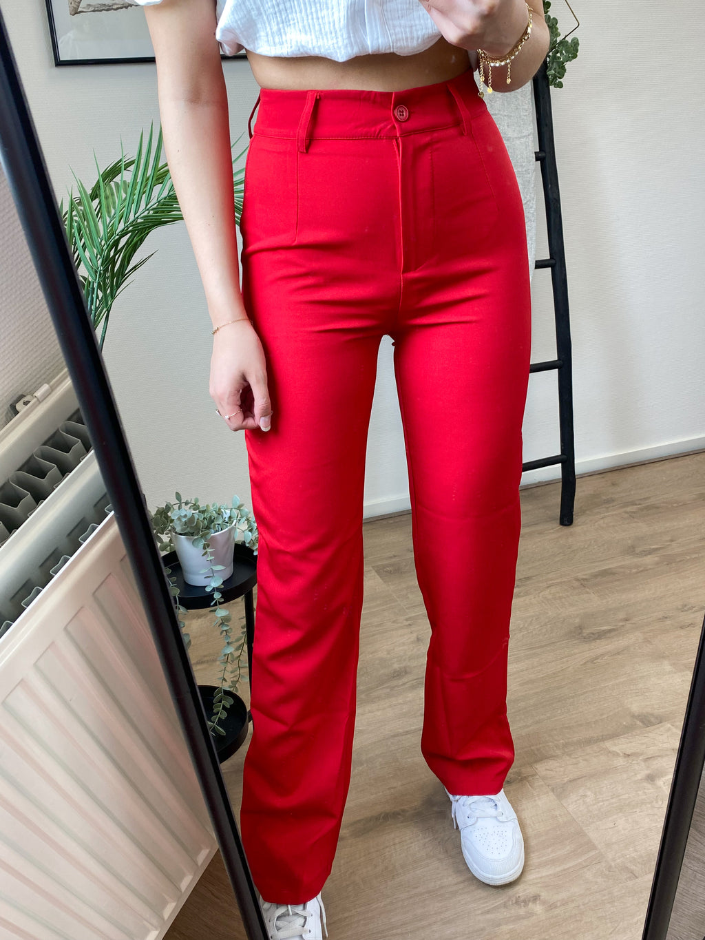 Red High Waisted Vintage Pants
