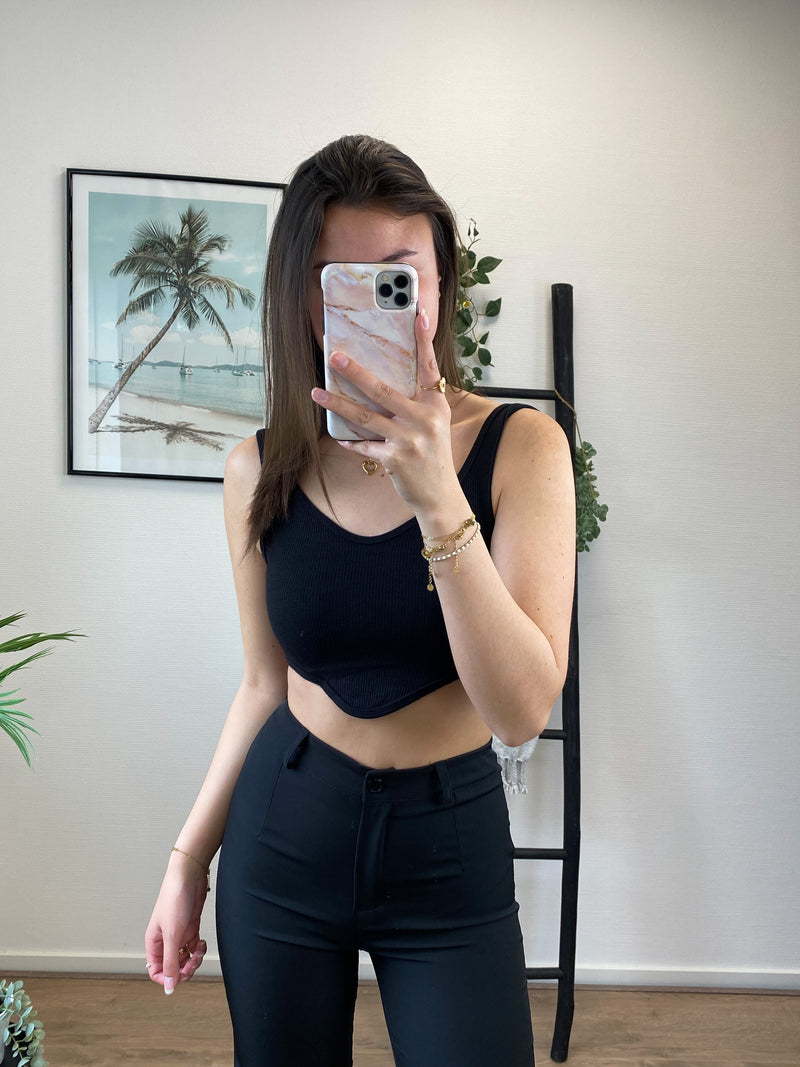 Fienna Zig Crop Top - Black