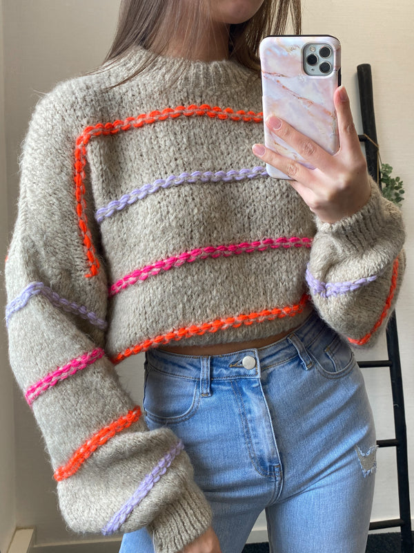 Fiore Color Sweater Oversized - Beige