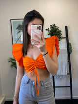 Saar Ruffle Crop Top - Orange