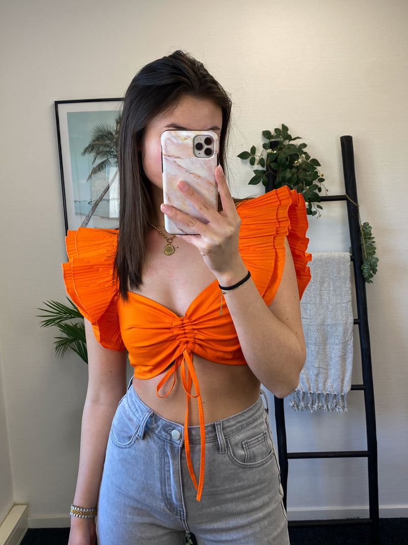 Saar Ruffle Crop Top - Orange