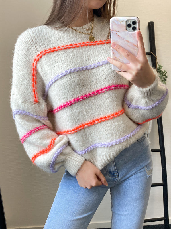 Fiore Color Sweater Oversized - Off White