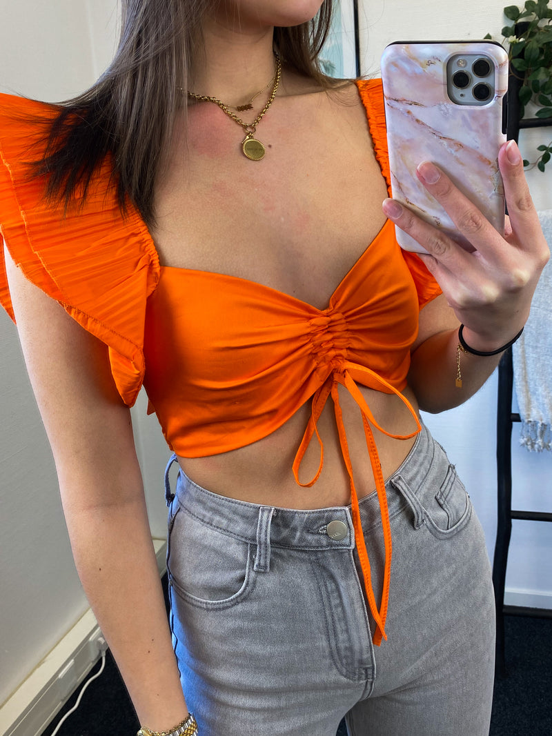 Saar Ruffle Crop Top - Orange